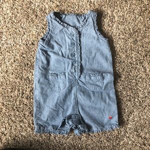 Baby girl denim jumper- ruffle detail - baby gap